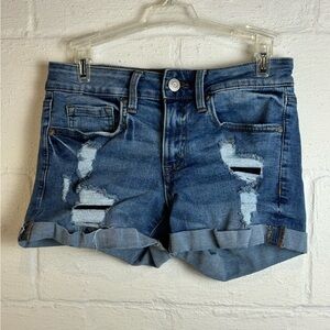 Aeropostale Woman’s Distressed Low Rise MIDI Daisy Duke Casual Short Shorts Sz 4